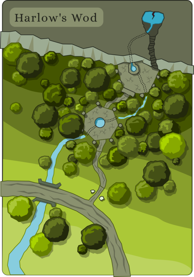 Overhead illustration or map for a shrine in a fantasy story