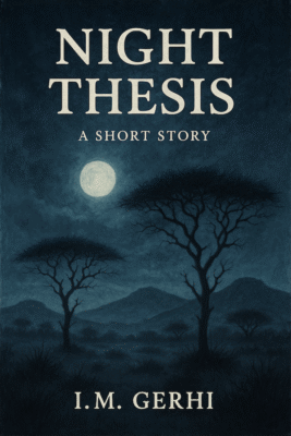 Short story cover for Night Thesis by I.M. Gerhi showing a spooky African landscape.