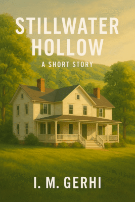 Cover for short story Stillwater Hollow by I.M. Gerhi featuring a sunlit country house.
