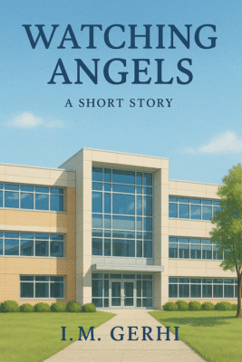 Cover for short story Watching Angels by I.M. Gerhi featuring a modern private school building.